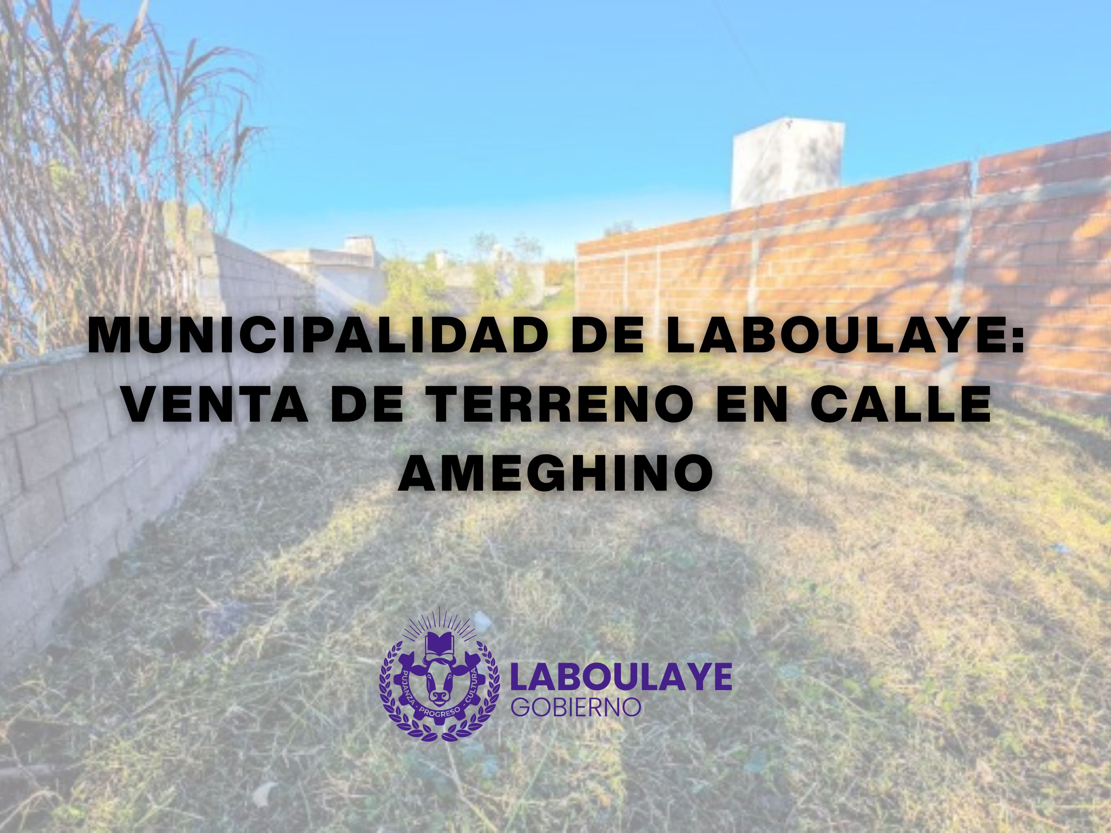MUNICIPALIDAD DE LABOULAYE: VENTA DE TERRENO EN CALLE AMEGHINO – PAGÁ HASTA EN 12 MESES